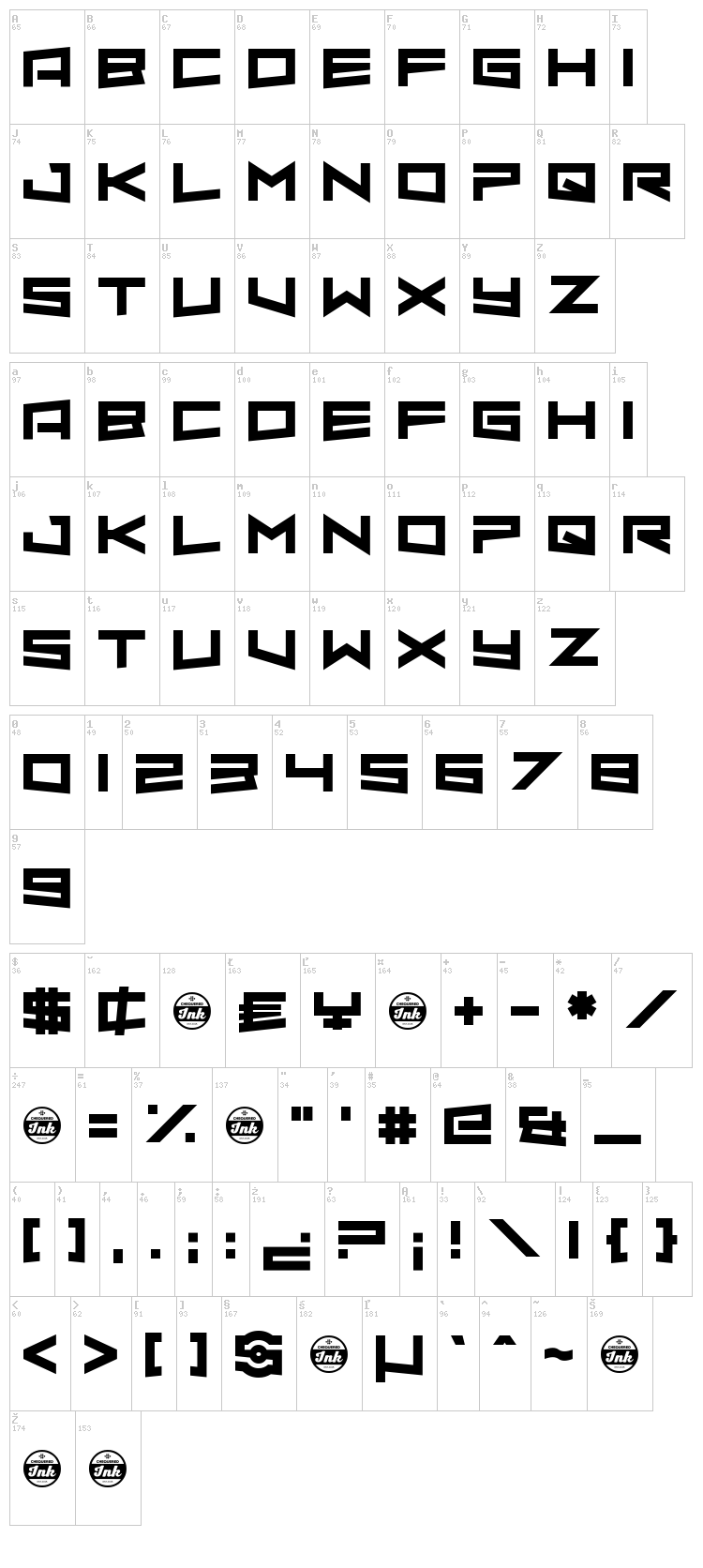 Almond Rocks font map